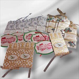 Elegant  Christmas Gift Tags With Intricate Designs Gold & Red,Green lot of 19